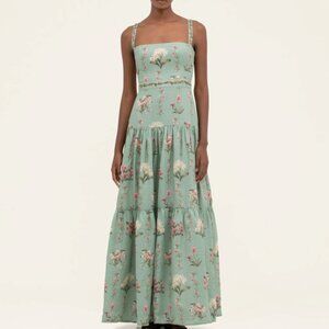 Agua by Agua Bendita Lima Orquidea Maxi Dress Hand-Embroidered